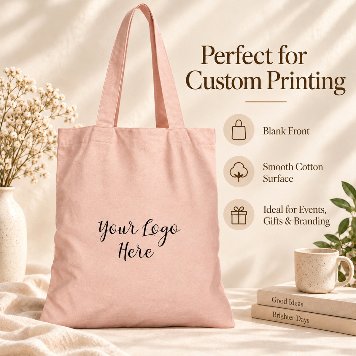 25pcs - Custom Logo Cotton Shopping Bag for Online Retail Stores