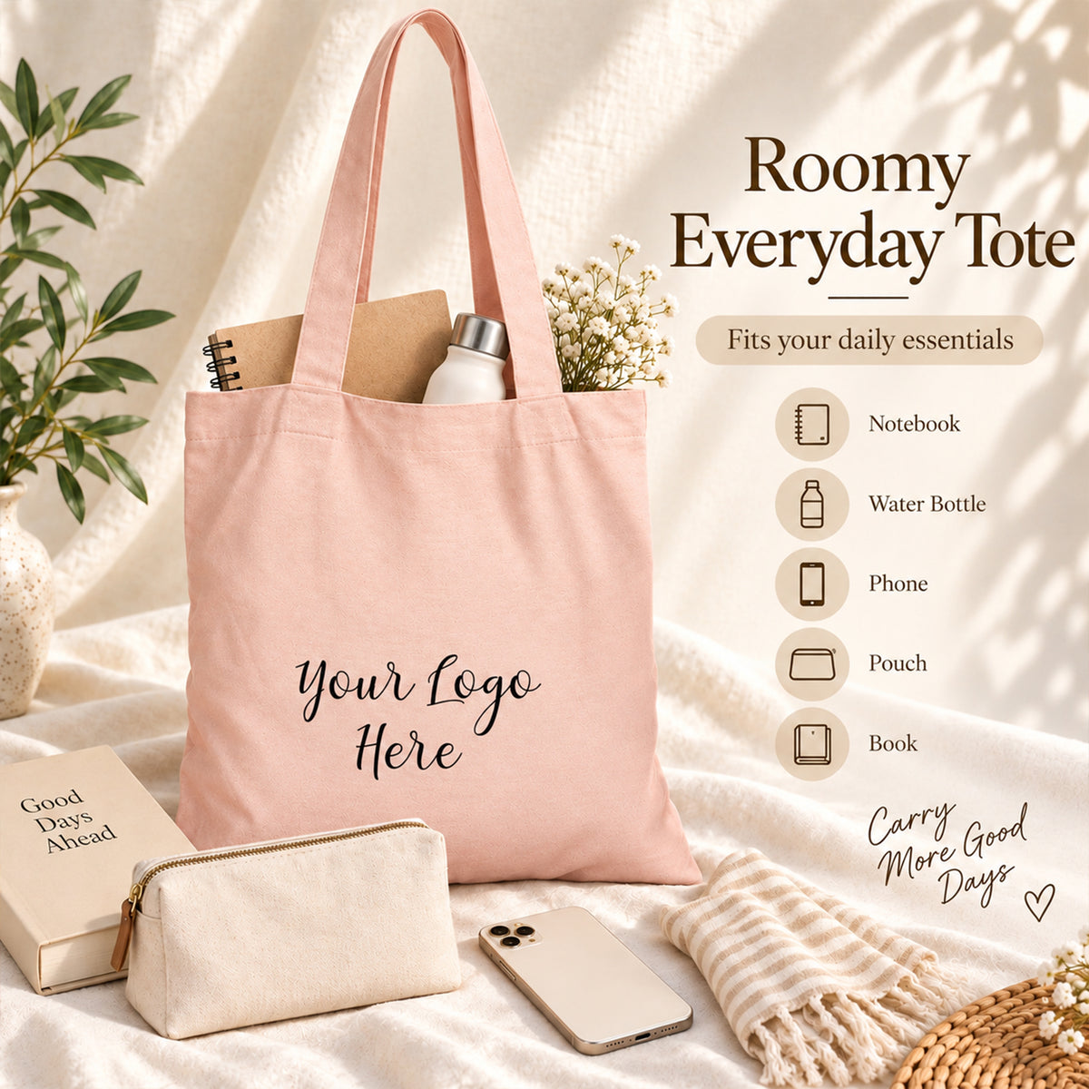 25pcs - Custom Logo Cotton Shopping Bag for Online Retail Stores