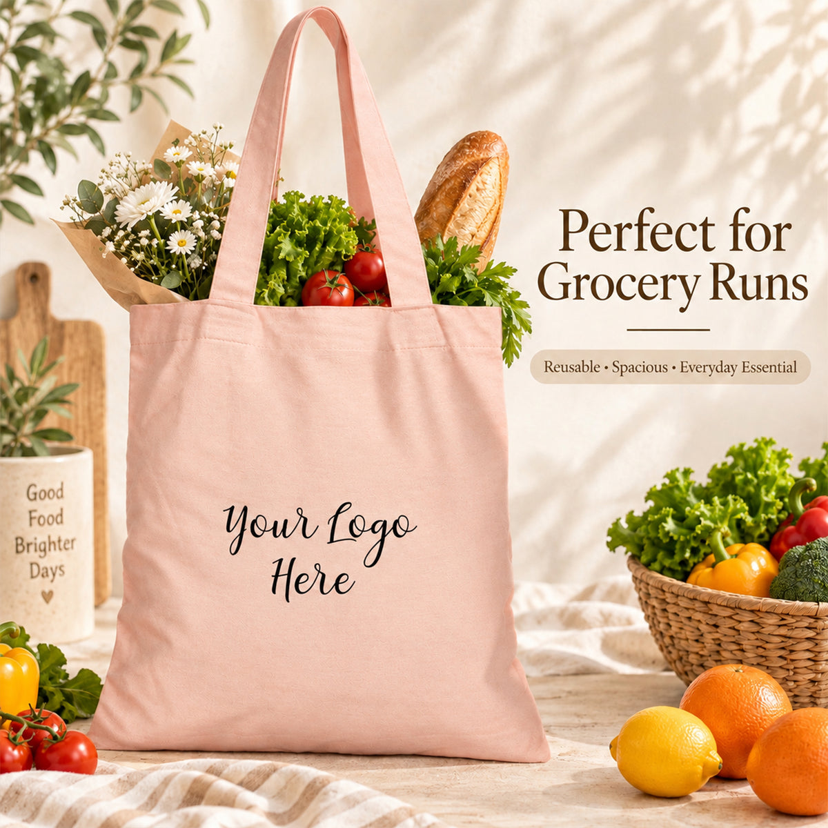 25pcs - Custom Logo Cotton Shopping Bag for Online Retail Stores