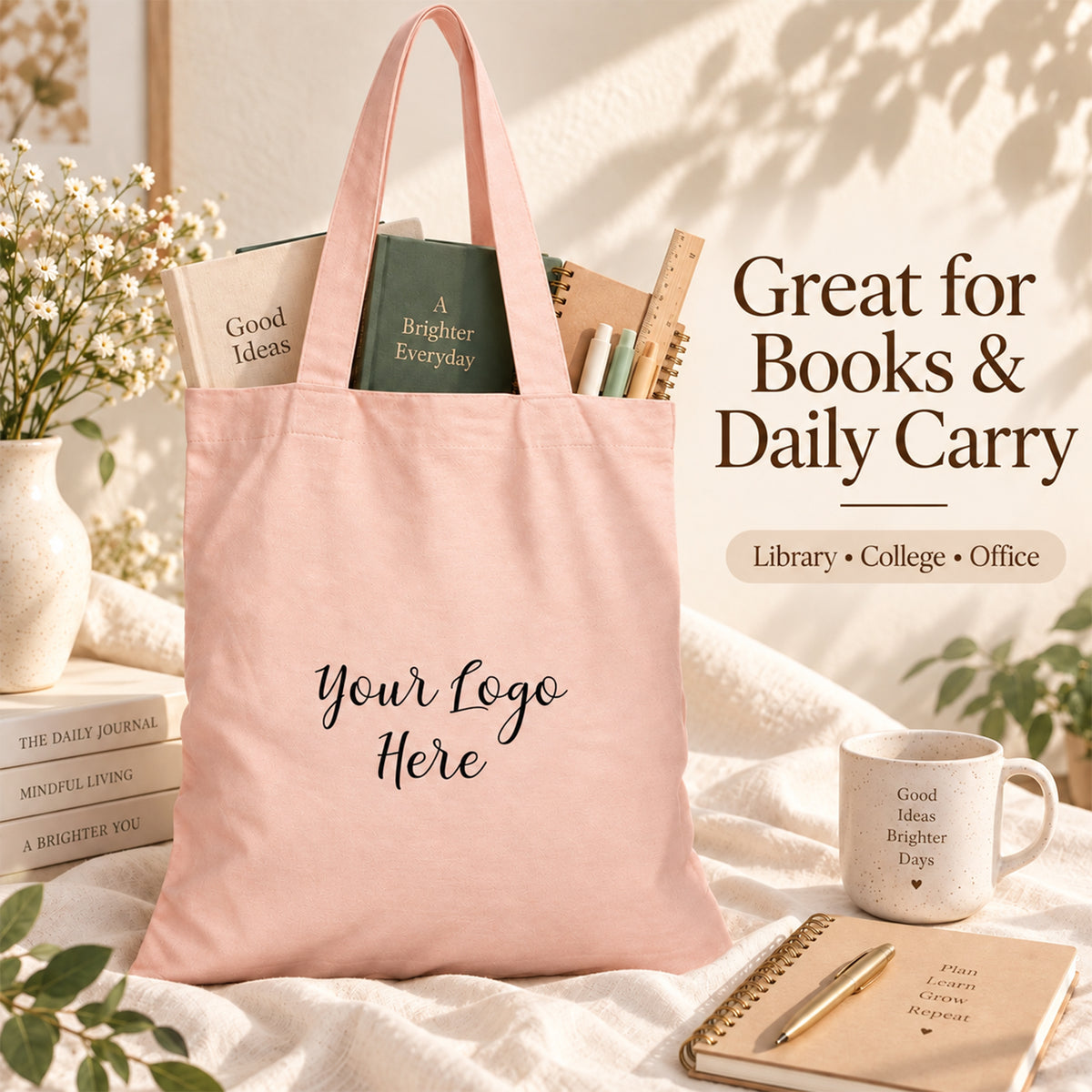 25pcs - Custom Logo Cotton Shopping Bag for Online Retail Stores