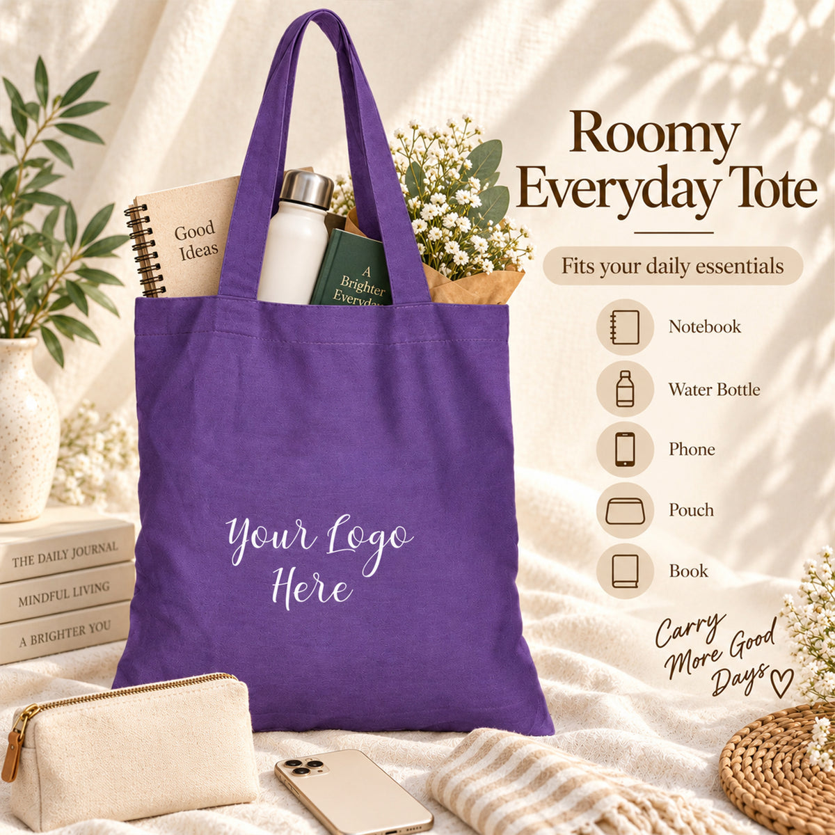 25pcs - Cotton Shopping Tote Bag With Your Custom Brand Logo