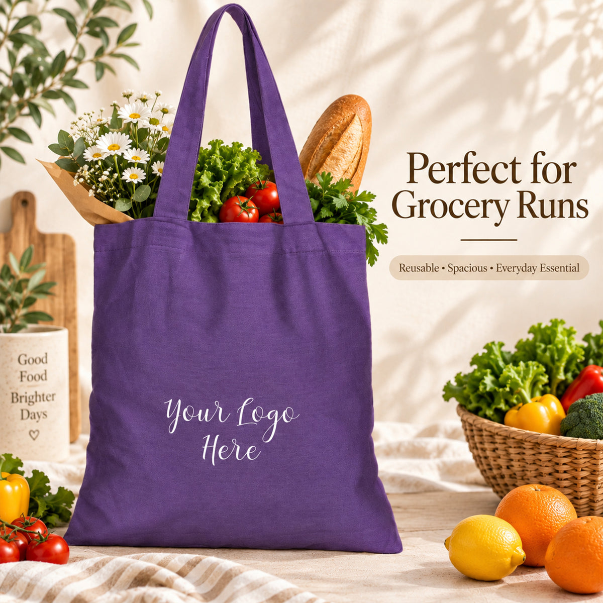 25pcs - Cotton Shopping Tote Bag With Your Custom Brand Logo