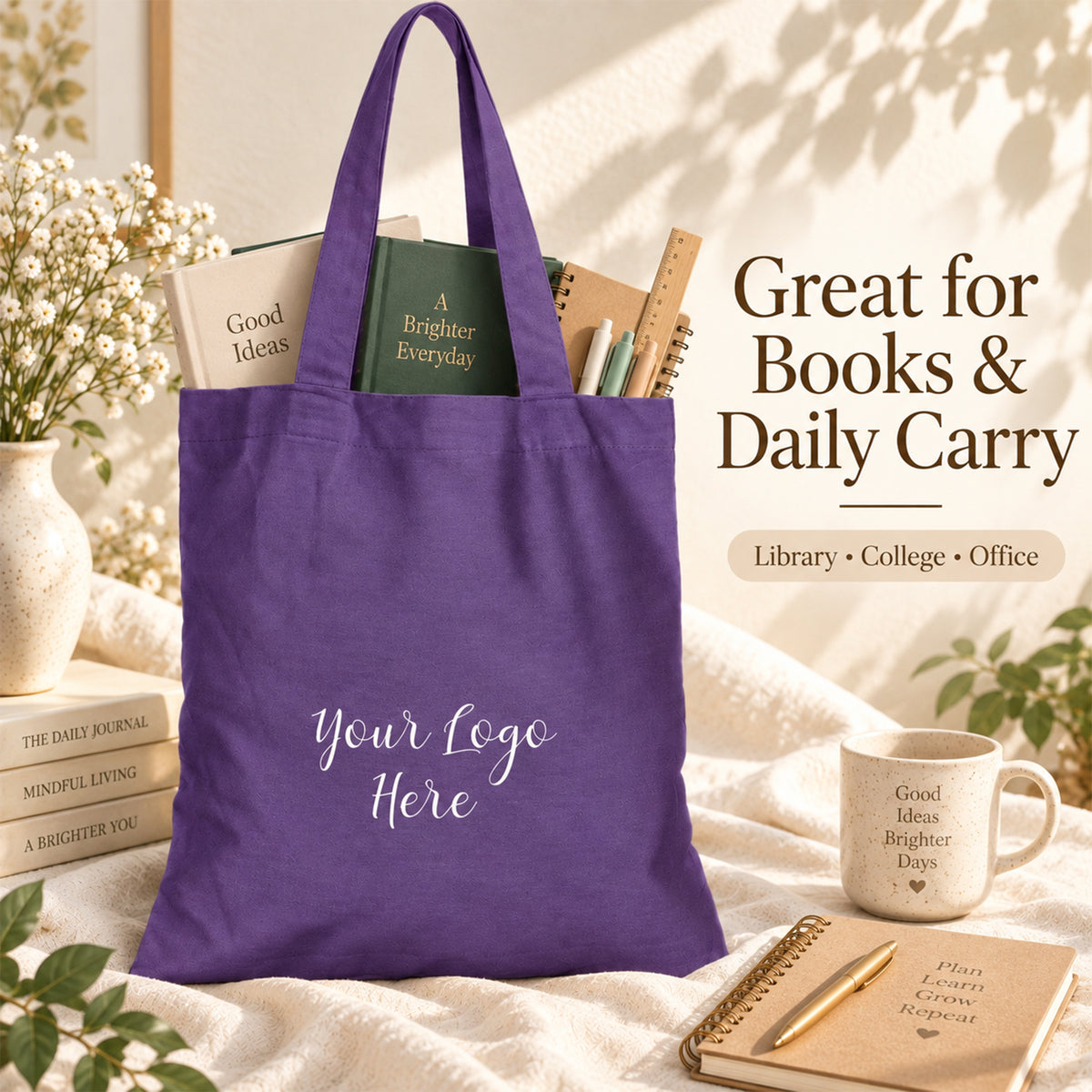 25pcs - Cotton Shopping Tote Bag With Your Custom Brand Logo