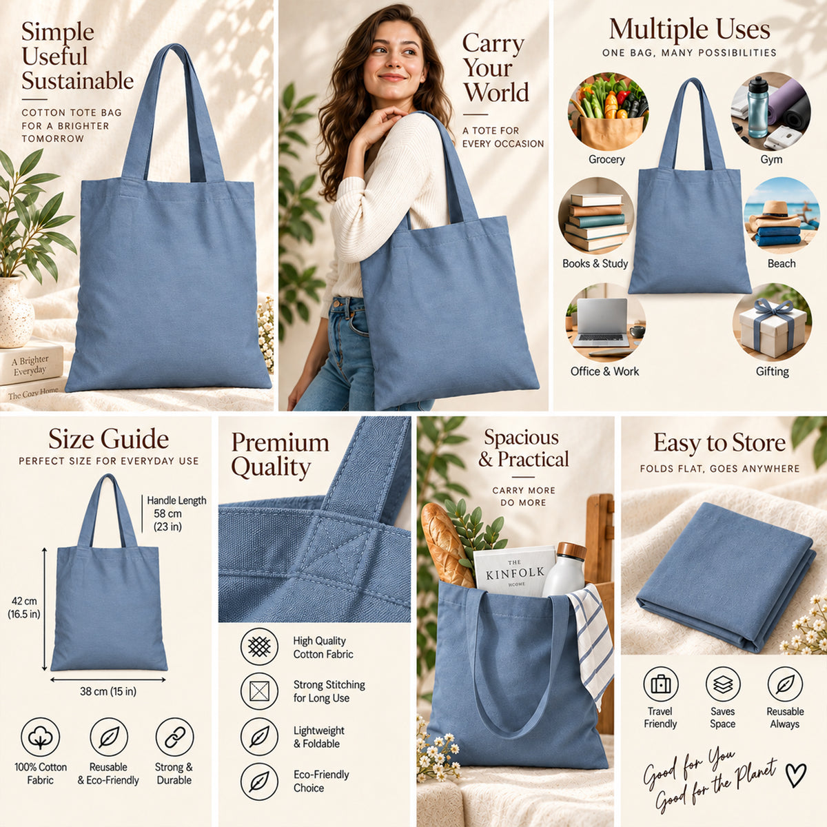 25pcs - Custom Logo Cotton Market Tote Bag for Your Business