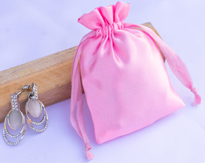 100pcs Customer Favorite Satin Drawstring Pouch With Logo For Jewelry Packaging