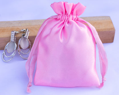 100pcs Customer Favorite Satin Drawstring Pouch With Logo For Jewelry Packaging