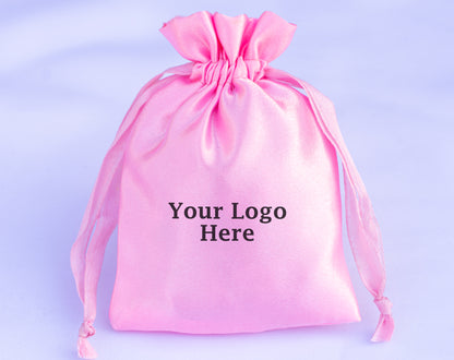 100pcs Customer Favorite Satin Drawstring Pouch With Logo For Jewelry Packaging