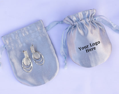 100pcs - Premium Satin Drawstring Jewelry Bags With Logo in Wholesale & Bulk