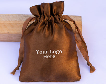 100pcs - Elegant Satin Drawstring Pouches With Custom Logo in Bulk