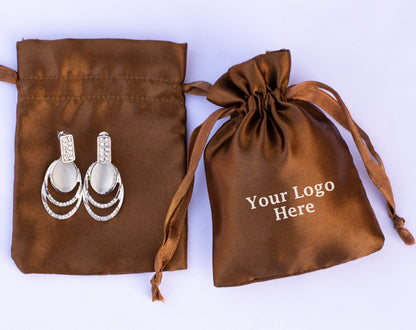 100pcs - Elegant Satin Drawstring Pouches With Custom Logo in Bulk