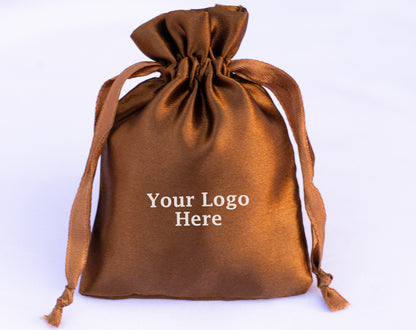 100pcs - Elegant Satin Drawstring Pouches With Custom Logo in Bulk