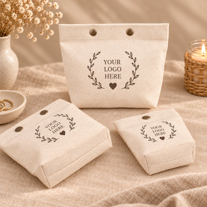 100pcs Cotton Snap Pouches with Base | Reusable Pouches