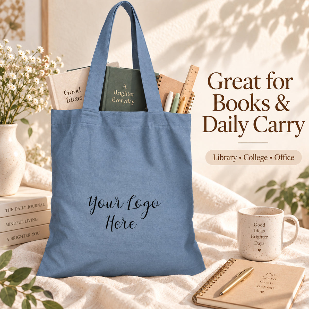 25pcs - Custom Logo Cotton Market Tote Bag for Your Business