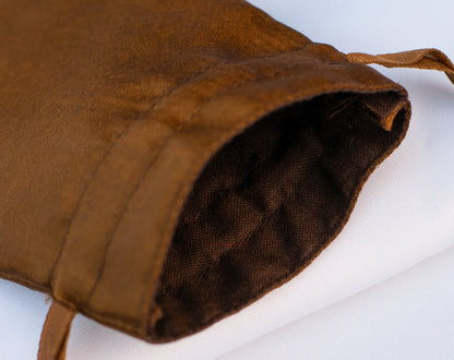 Pack of 100 - Brown Round Satin Drawstring Bags & Pouch With Logo in Wholesale & Bulk