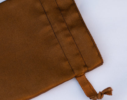 Pack of 100 - Brown Round Satin Drawstring Bags & Pouch With Logo in Wholesale & Bulk