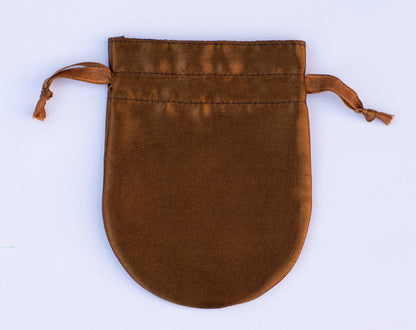 Pack of 100 - Brown Round Satin Drawstring Bags & Pouch With Logo in Wholesale & Bulk