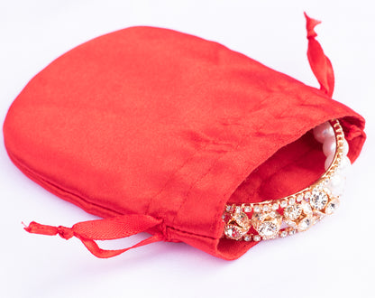 100pcs - Round Satin Drawstring Pouch With Logo, Wedding Favor Bags