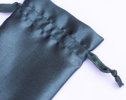 100pcs Bluish Satin Drawstring Pouch With Logo in Wholesale, Premium Jewelry Packaging