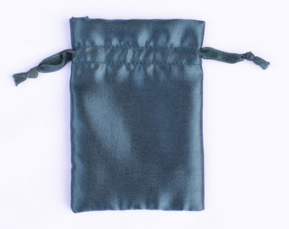 100pcs Bluish Satin Drawstring Pouch With Logo in Wholesale, Premium Jewelry Packaging