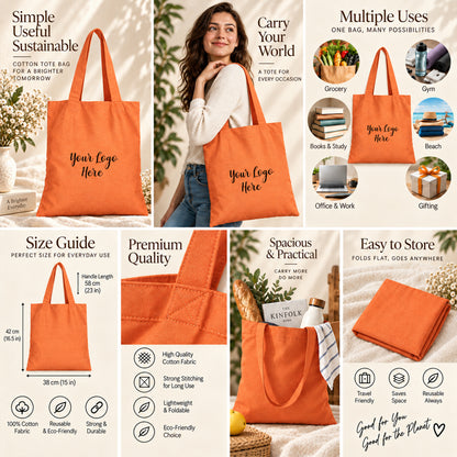 25pcs - Branded Cotton Market Tote Bag for Shops and Events