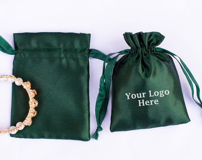 100pcs Premium Satin Drawstring Pouch With Logo in Wholesale & Bulk