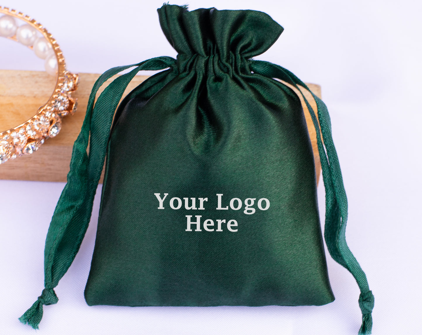 100pcs Premium Satin Drawstring Pouch With Logo in Wholesale & Bulk