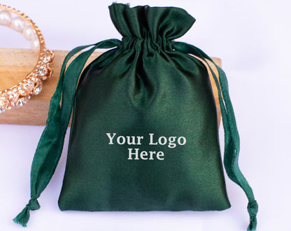 100pcs Premium Satin Drawstring Pouch With Logo in Wholesale & Bulk