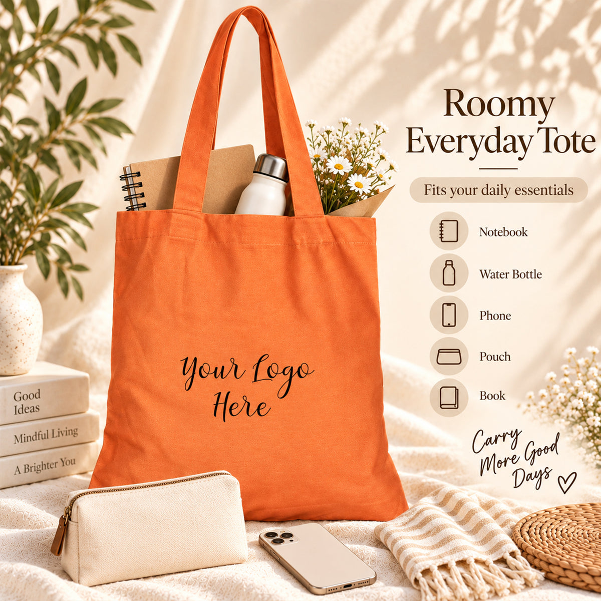 25pcs - Branded Cotton Market Tote Bag for Shops and Events