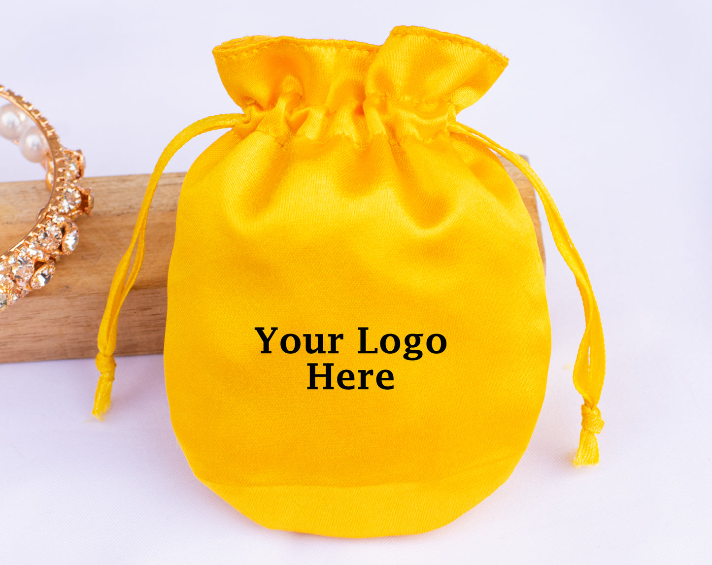 100pcs Round Satin Drawstring Jewelry Bags With Logo in Wholesale & Bulk