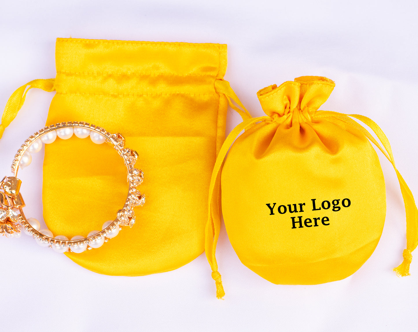 100pcs Round Satin Drawstring Jewelry Bags With Logo in Wholesale & Bulk