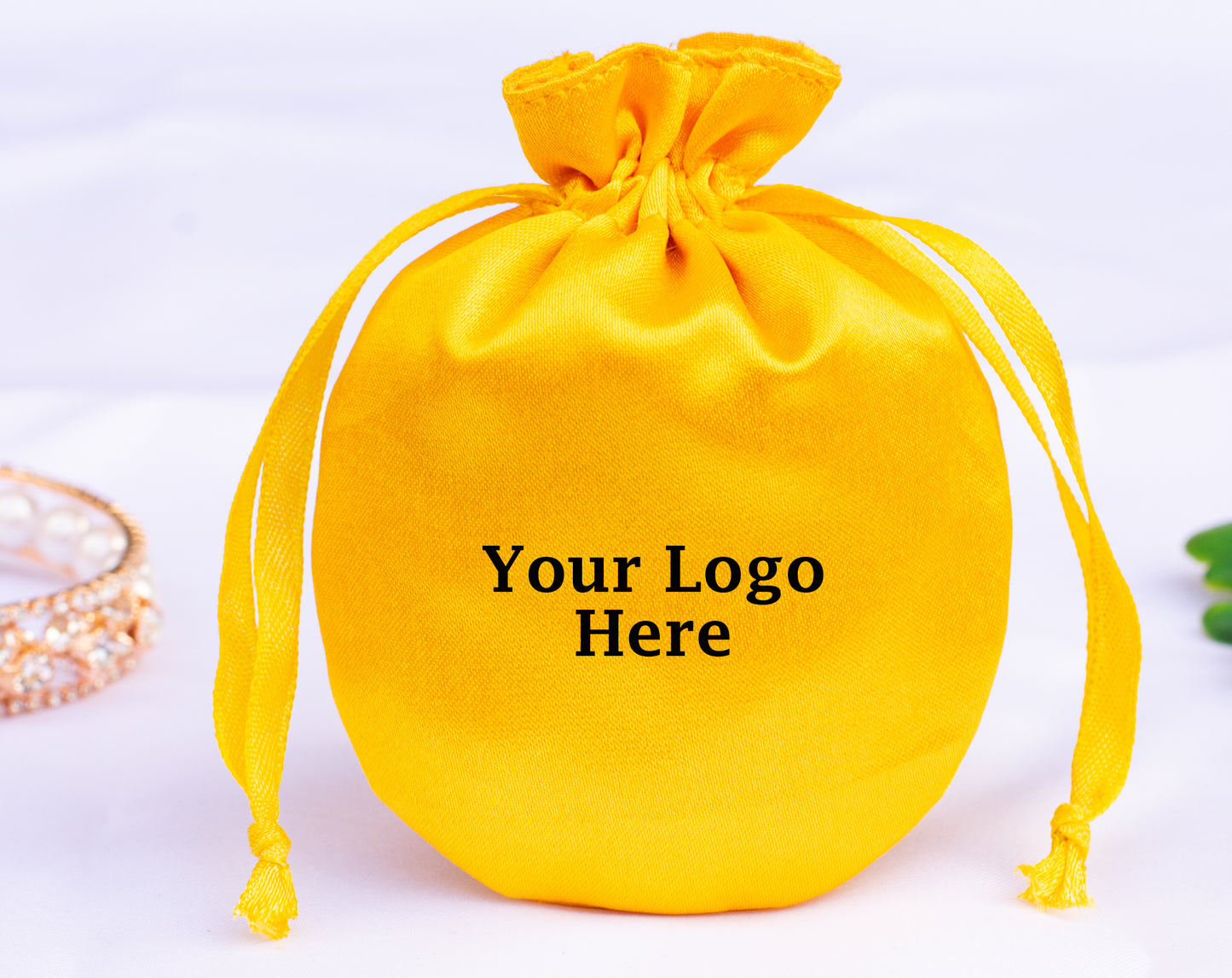 100pcs Round Satin Drawstring Jewelry Bags With Logo in Wholesale & Bulk