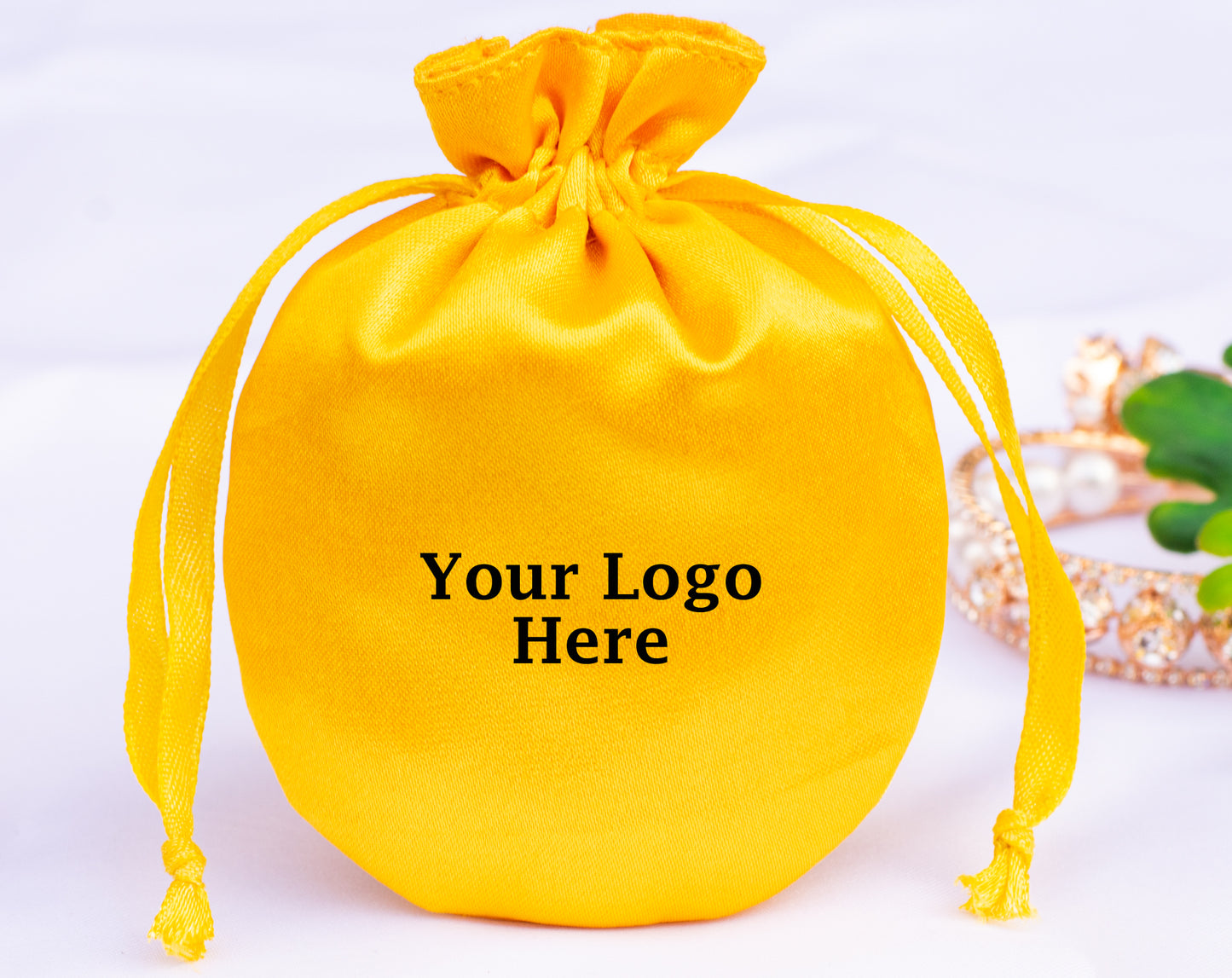 100pcs Round Satin Drawstring Jewelry Bags With Logo in Wholesale & Bulk