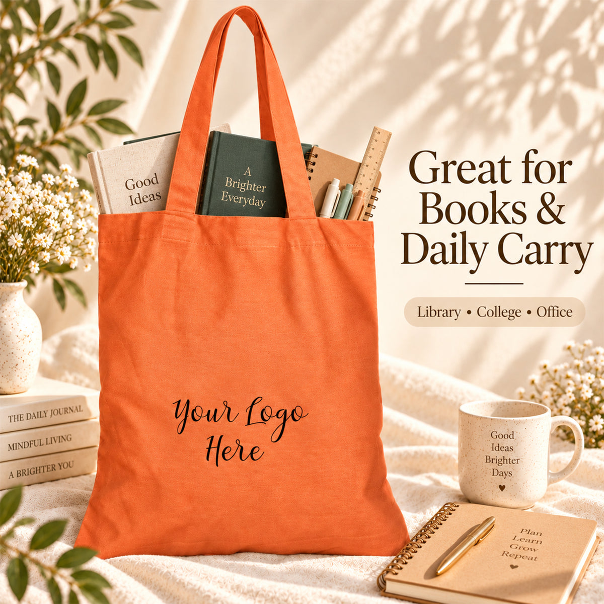 25pcs - Branded Cotton Market Tote Bag for Shops and Events