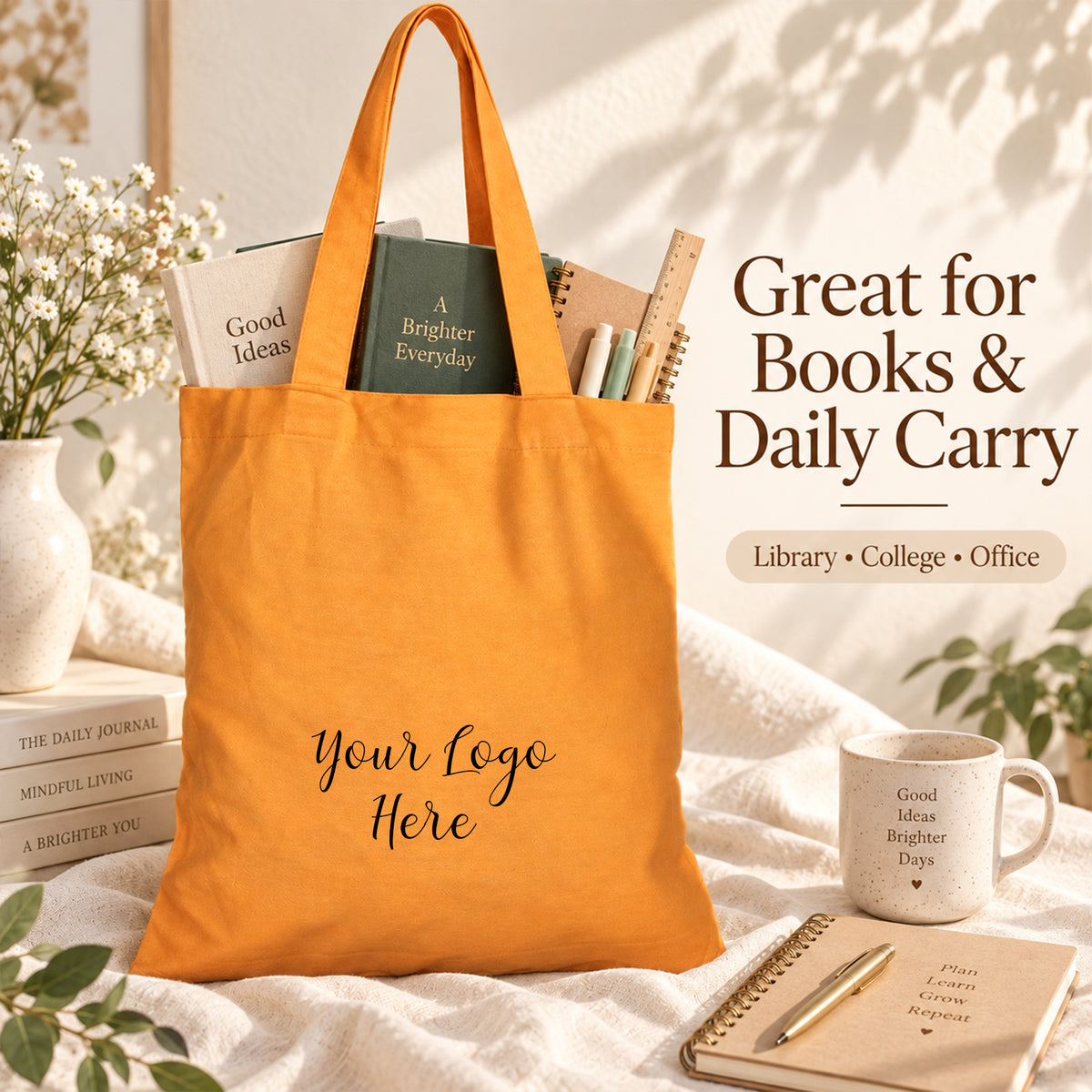 Custom Logo Cotton Tote Bag for Business and Events - 25pcs