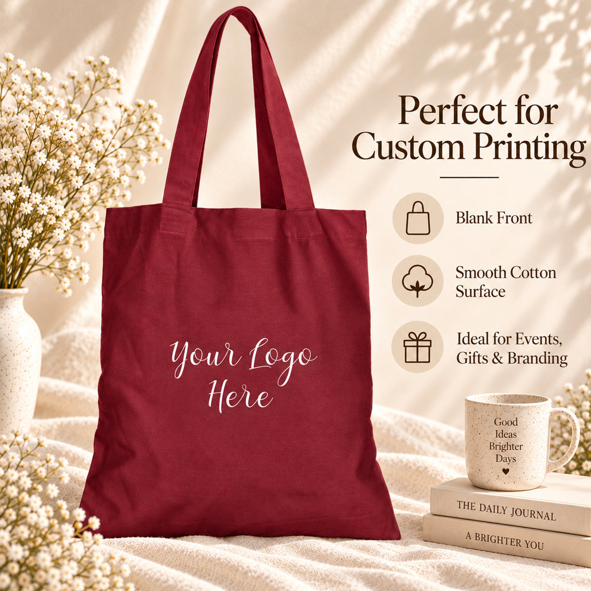 25pcs - Cotton Grocery Tote Bag With Your Custom Business Logo