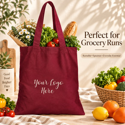 25pcs - Cotton Grocery Tote Bag With Your Custom Business Logo