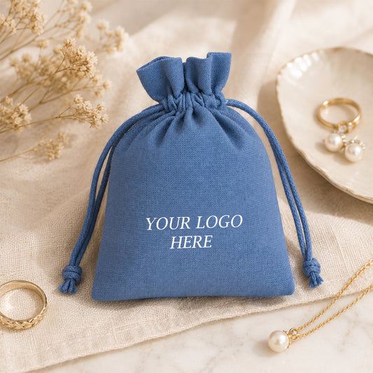 100pcs Custom Cotton Jewelry Bags | Elegant Drawstring Packaging for Jewelry Businesses