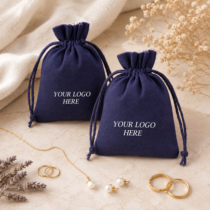 100pcs Wholesale Jewelry Packaging Pouches | Custom Cotton Bags with Brand Logo
