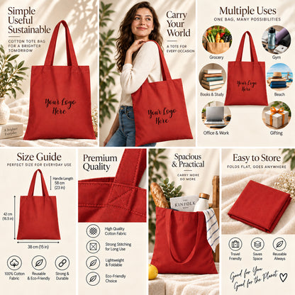 25pcs - Personalized Cotton Grocery Tote Bag With Your Logo