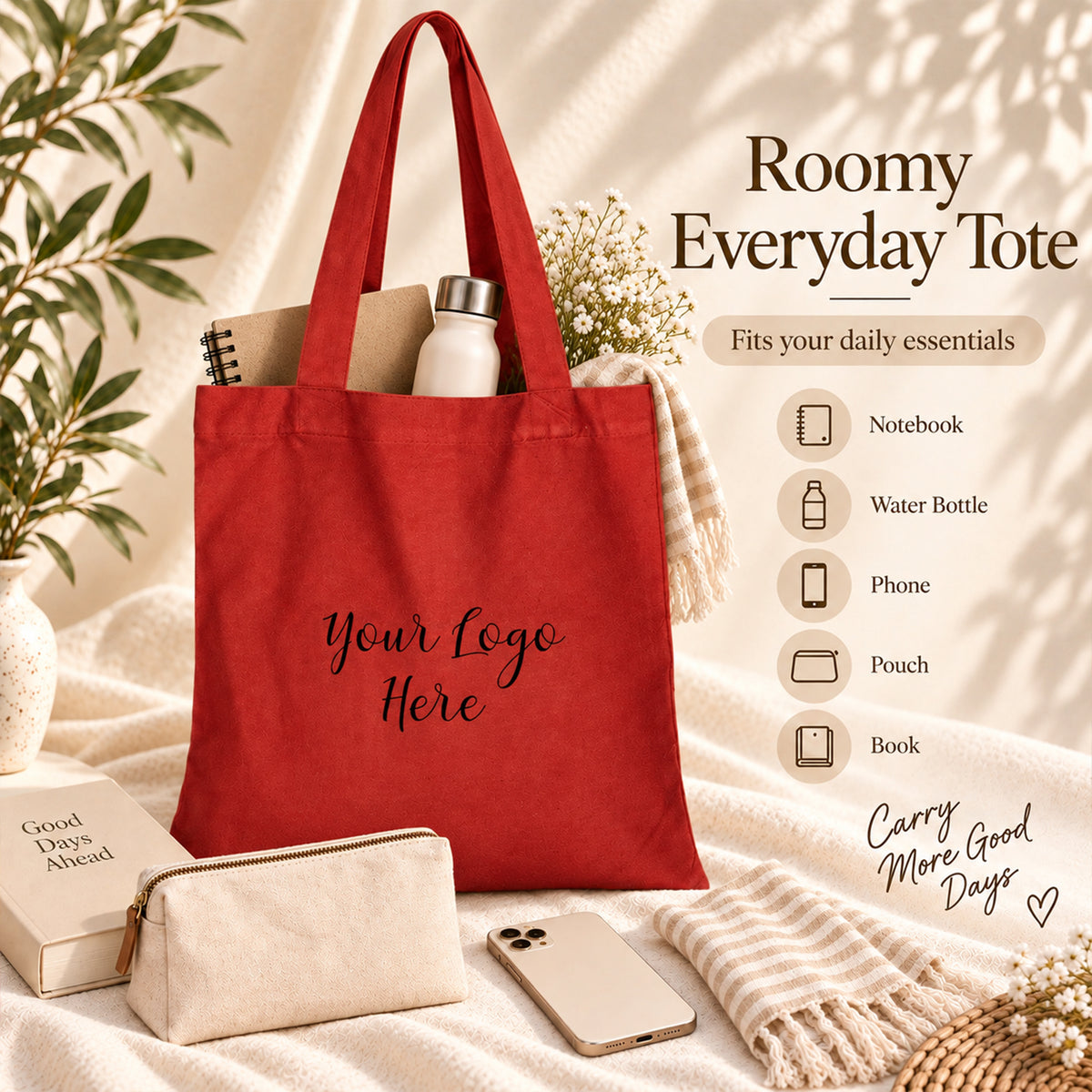 25pcs - Personalized Cotton Grocery Tote Bag With Your Logo