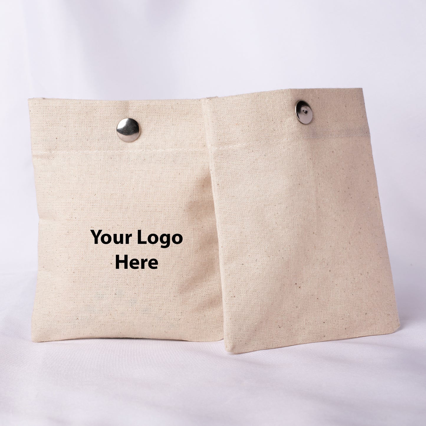 100pcs Plain Cotton Snap Closure Jewelry Pouch With Logo