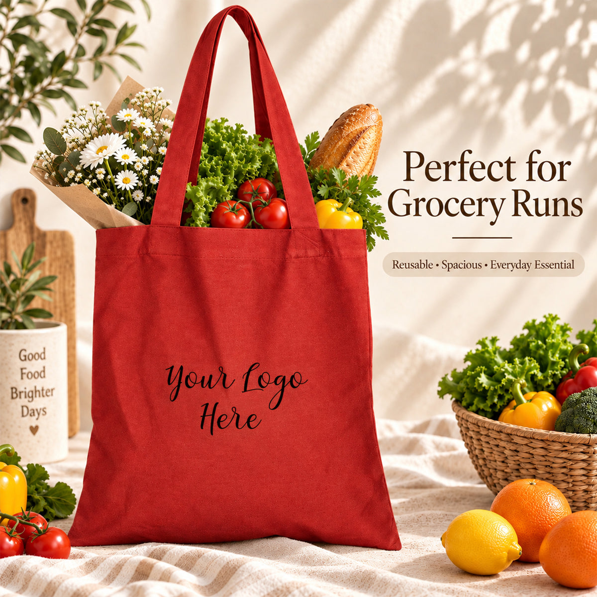 25pcs - Personalized Cotton Grocery Tote Bag With Your Logo