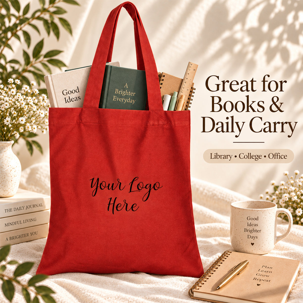 25pcs - Personalized Cotton Grocery Tote Bag With Your Logo