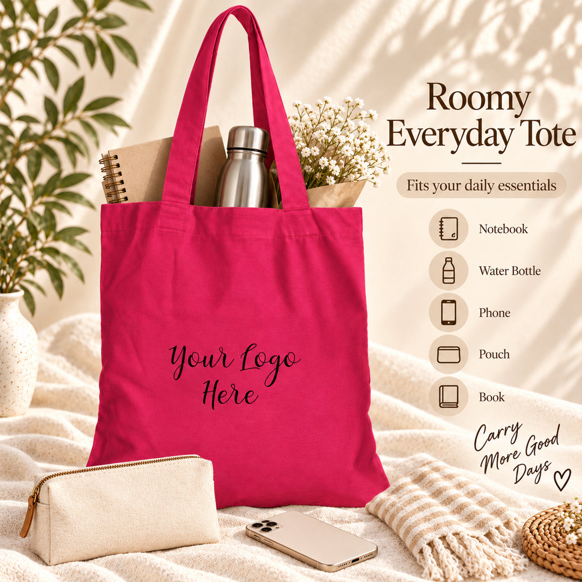 25pcs - Custom Cotton Tote Bag for Businesses and Storefronts