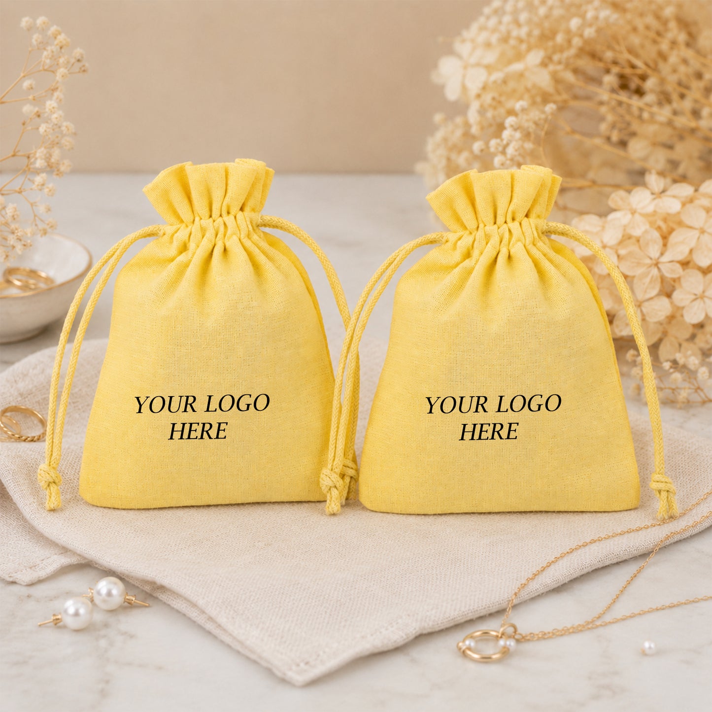 100pcs Jewelry Brand Packaging Pouches | Custom Cotton Drawstring Bags Wholesale