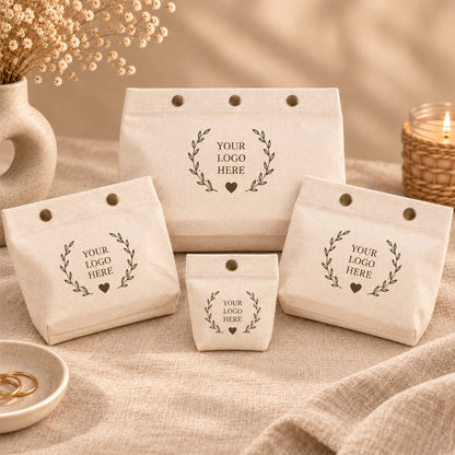 100pcs Cotton Snap Pouches with Base | Reusable Pouches