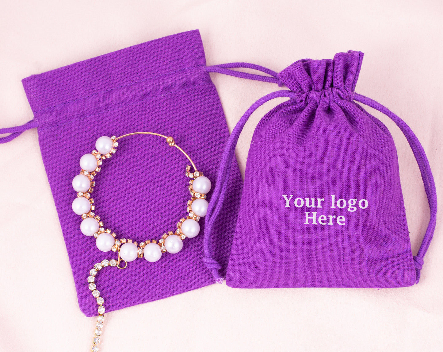 100pcs Cotton Jewelry Drawstring Pouches with Custom Logo for Wholesale Orders