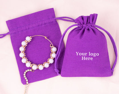 100pcs Cotton Jewelry Drawstring Pouches with Custom Logo for Wholesale Orders