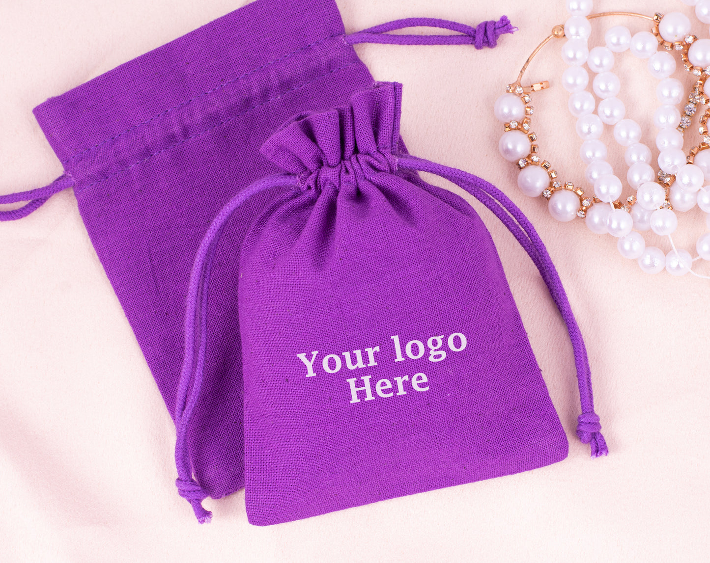100pcs Cotton Jewelry Drawstring Pouches with Custom Logo for Wholesale Orders
