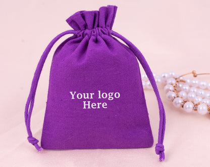 100pcs Cotton Jewelry Drawstring Pouches with Custom Logo for Wholesale Orders